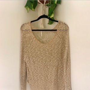 Free People knit sweater with open-back detail
